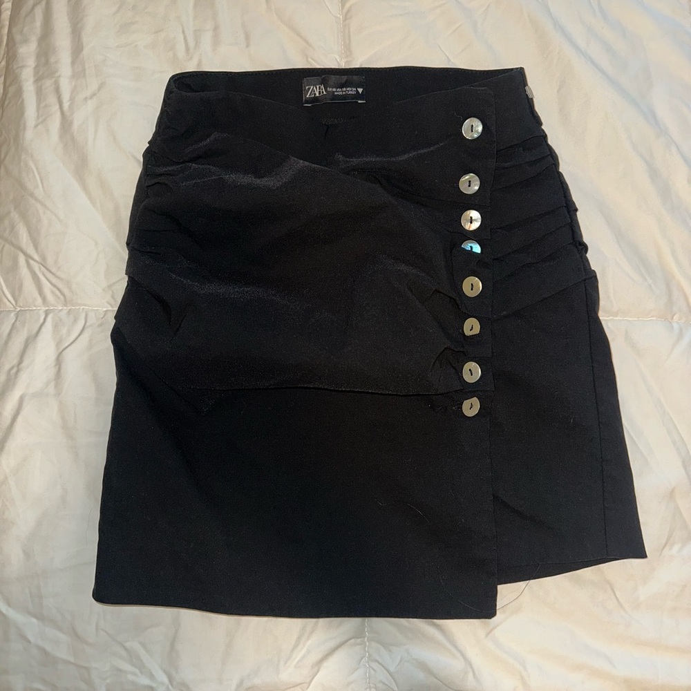 Zara Black Mini Skirt with Button Accents